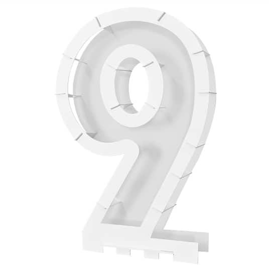 Beistle 56190-9W 32 x 21 in. Mosaic Number 9 Frame Balloon, White - Pack of 4